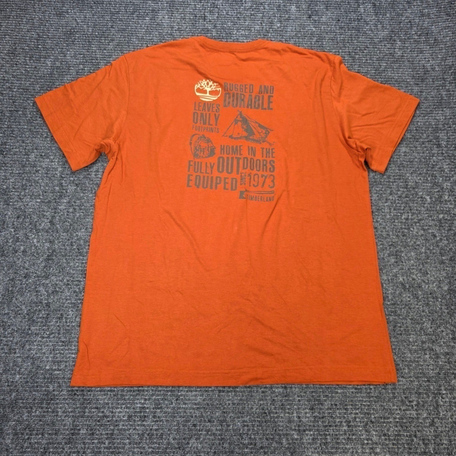 Timberland T-Shirt Men’s Size Large Orange Since 1973 Graphic 100% Cotton New