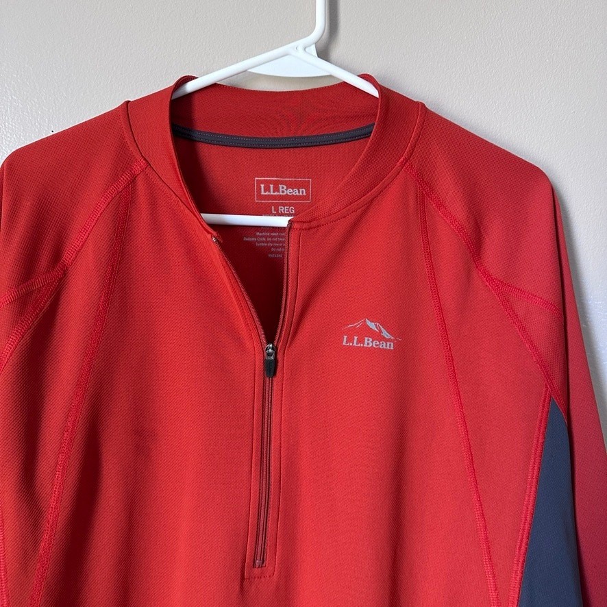 L.L Bean Mens LARGE 1/2 Zip Pullover Shirt Lightweight Running Hiking Cycling