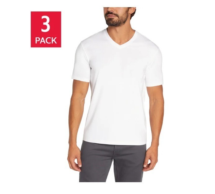 3-Pack Banana Republic Men’s V-Neck Tee, Cotton Stretch Tagless BLACK OR WHITE