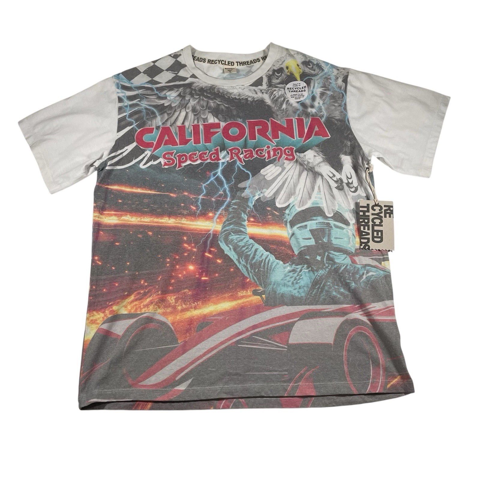 Recycled Threads California Speed Racing T Shirt L Front Back Graphic NWT Eagle