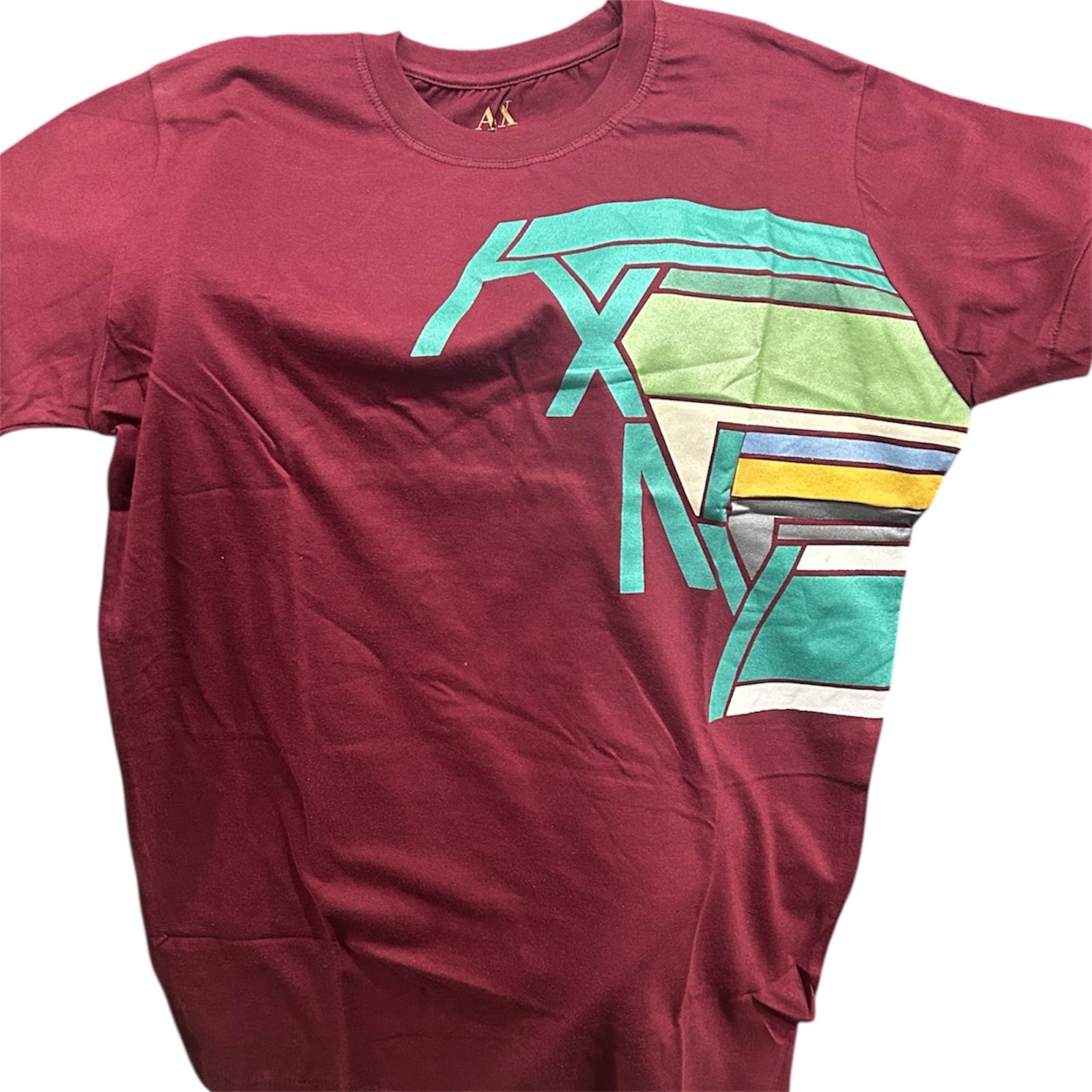 ARMANI EXCHANGE Burgundy AX-04 Short Sleeve Slim Fit Designer T-shirt NWT