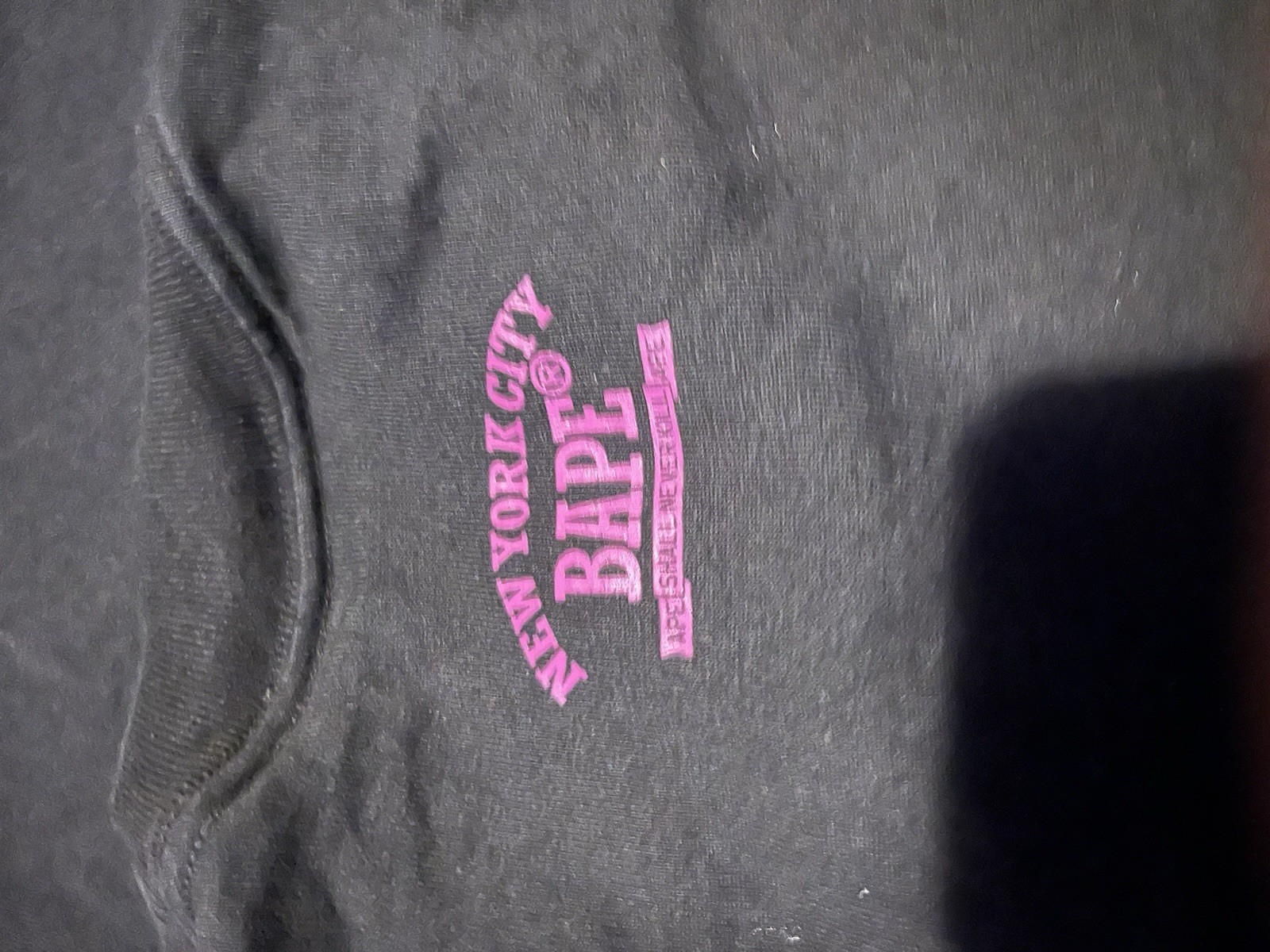 A Bathing Ape BAPE Black College Logo Ape Head Graphic Tee Crew Neck XXL