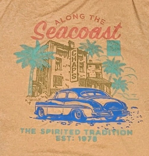 Chaps Along The Seacoast Graphic T-Shirt Men’s L Orange Polyester Spandex