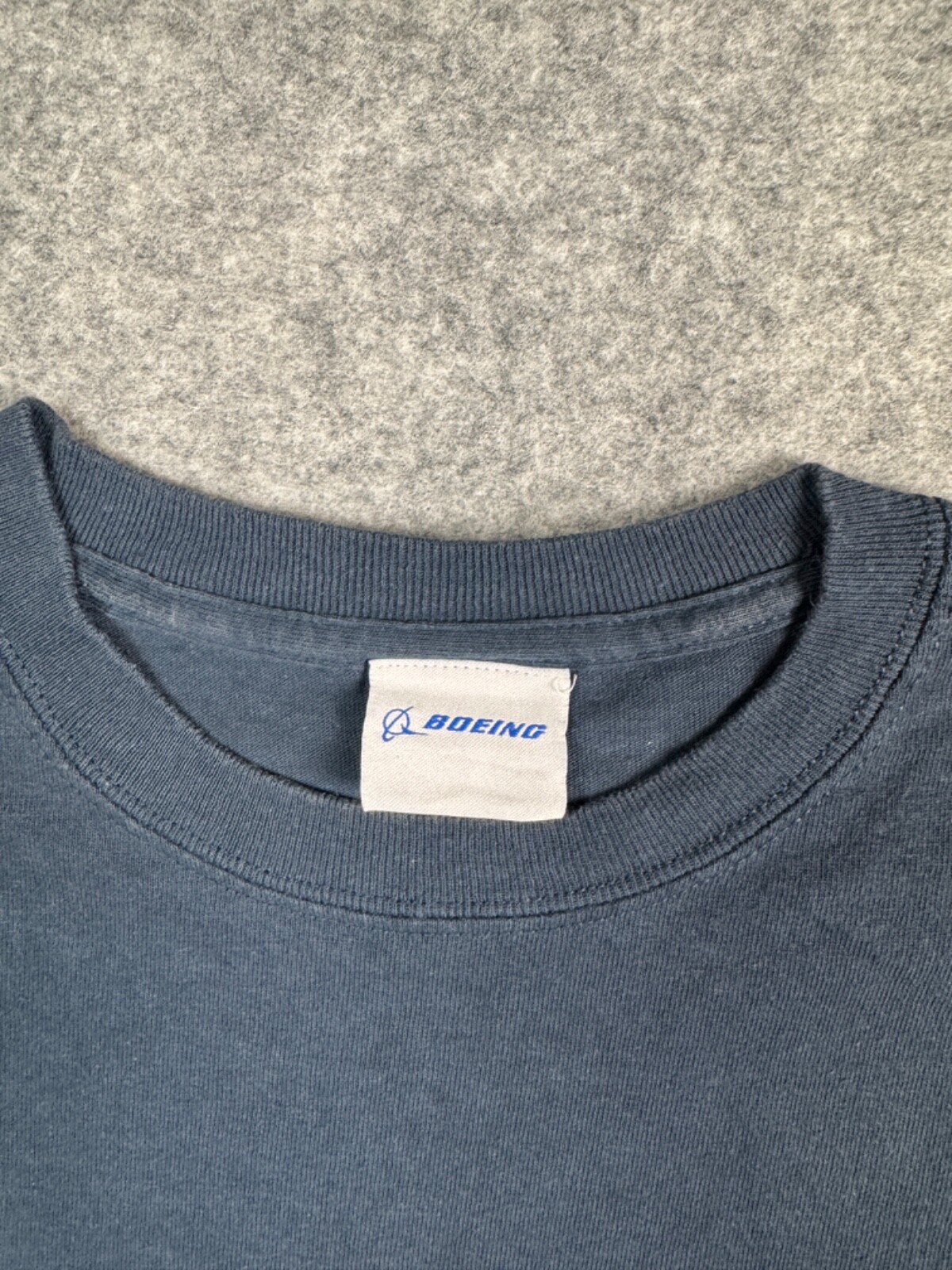 Blue Boeing DISTRESSED Aircraft Mechanic Maintenace Flight Pilot Beater Shirt Md