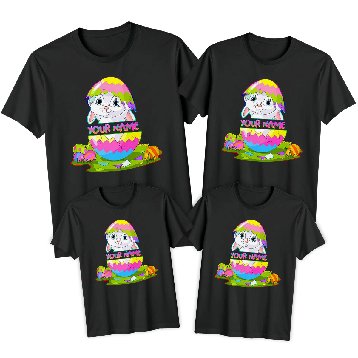 Personalised Family Bunny Happy Easter T-Shirts Holiday Matching Outfit #ED -a