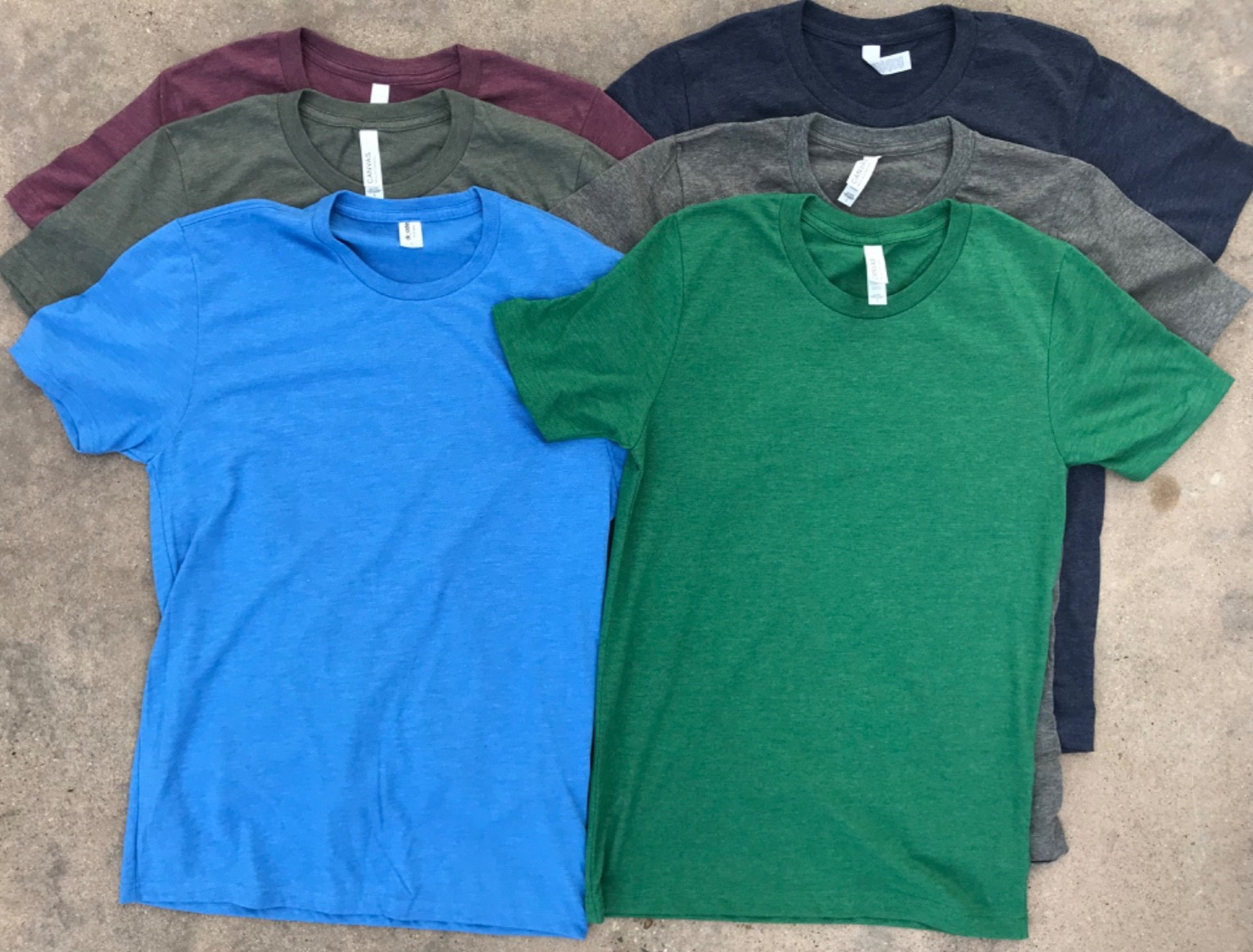 6 Pack Large T, 5 Bella Canvas CVC3001 and 1 Blue AllMade, Assortment of Colors