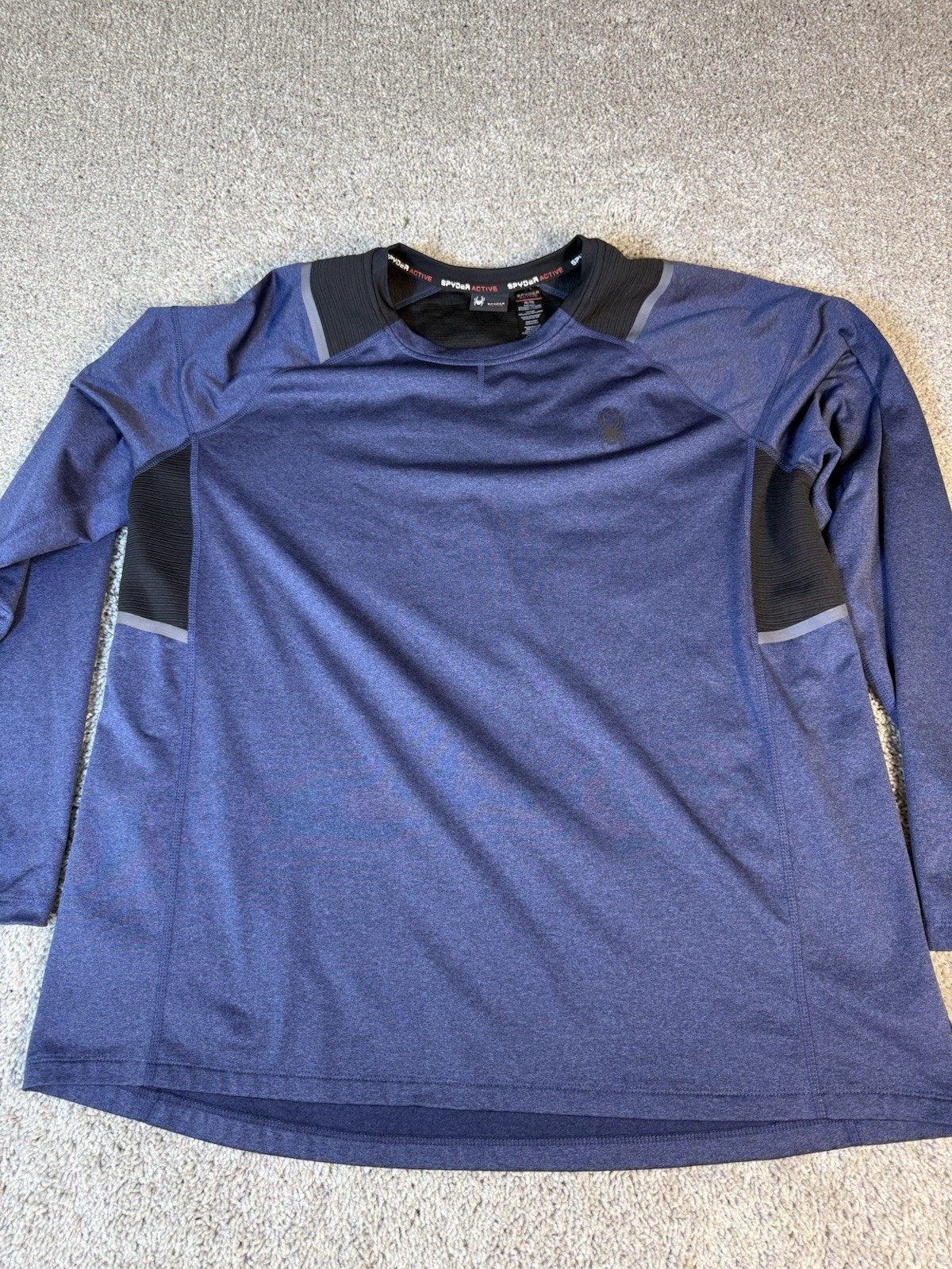 Spyder Shirt Men XL Adult Blue Long Sleeve Active Logo Outdoors Hike Climb