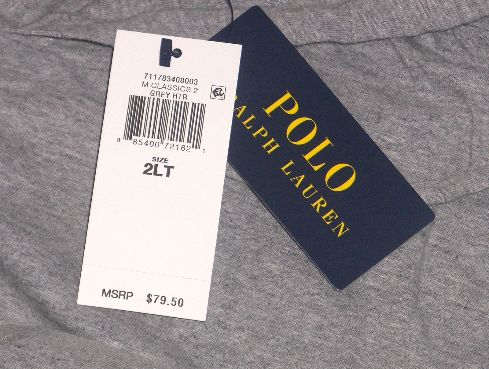 POLO RALPH LAUREN Mens BIG & TALL Football Bear Hoodie T-Shirt Tee, HEATHER GRAY