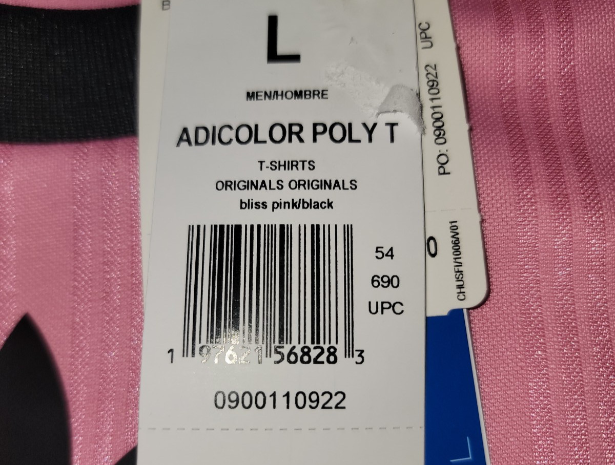 RARE! NEW MEN’S ADIDAS ORIGINALS TREFOIL POLY TEE SHIRT ~SIZE LARGE #JW37 PINK