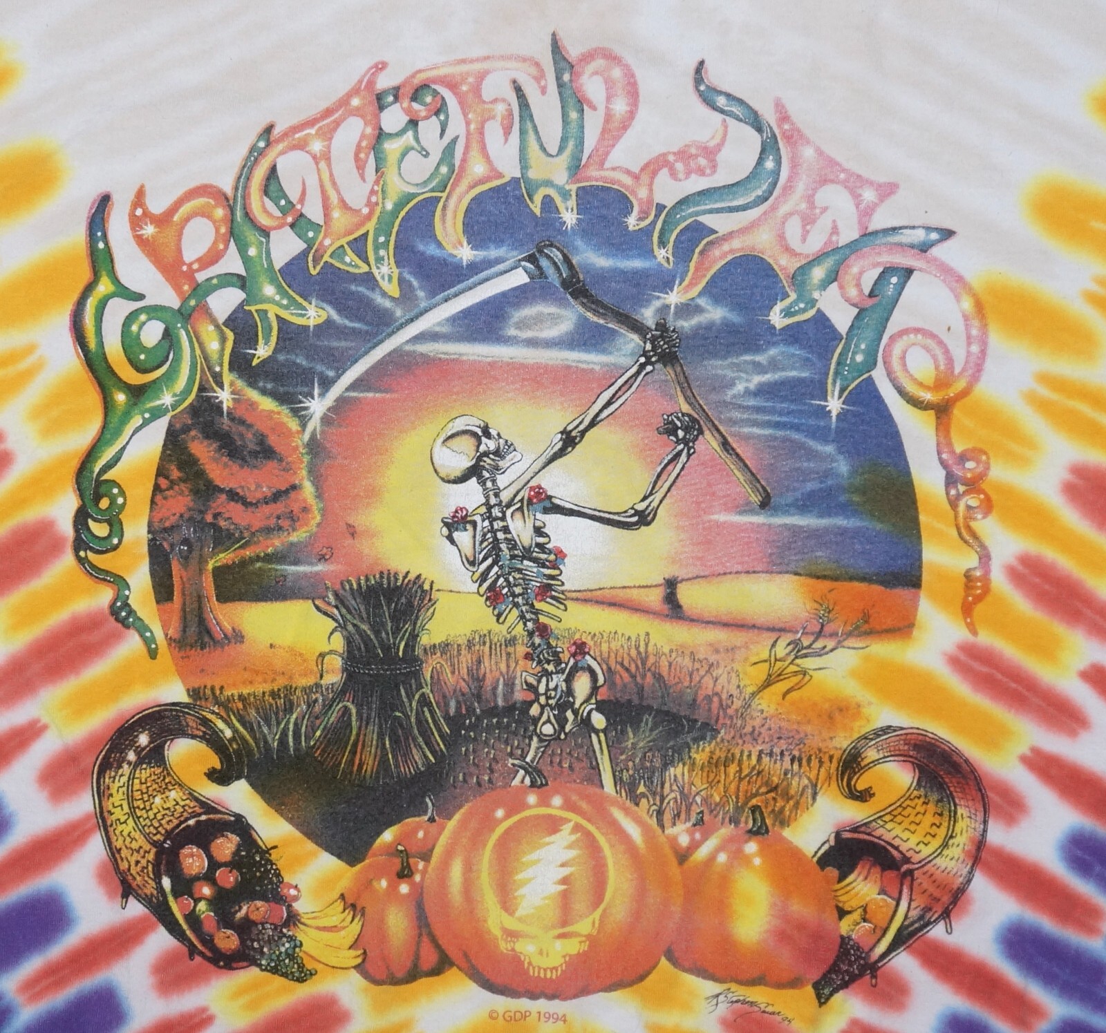 1994 Vintage GRATEFUL DEAD FALL TOUR Tie-Dye 100% Ultra Cotton T-Shirt LARGE