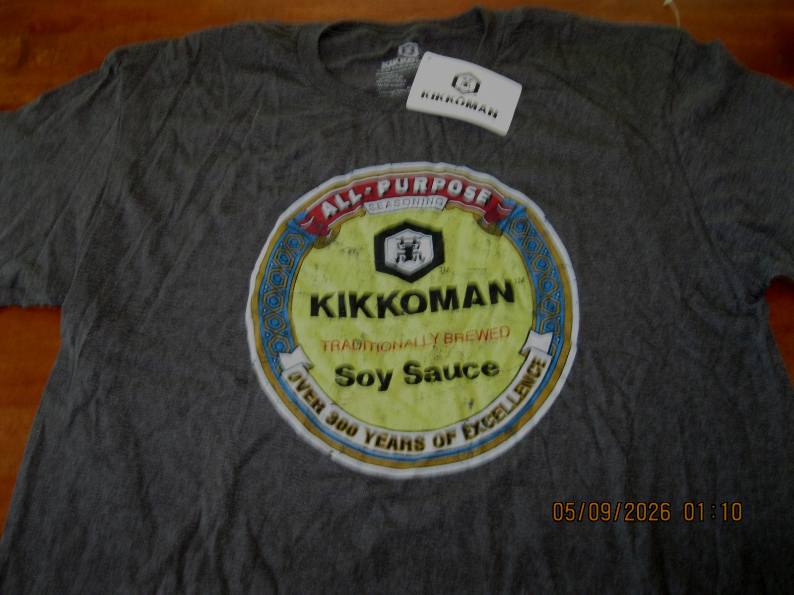 Soy Sauce Kikkoman T-shirt Tee Large Heathered Dark Gray Vintage Logo NWT