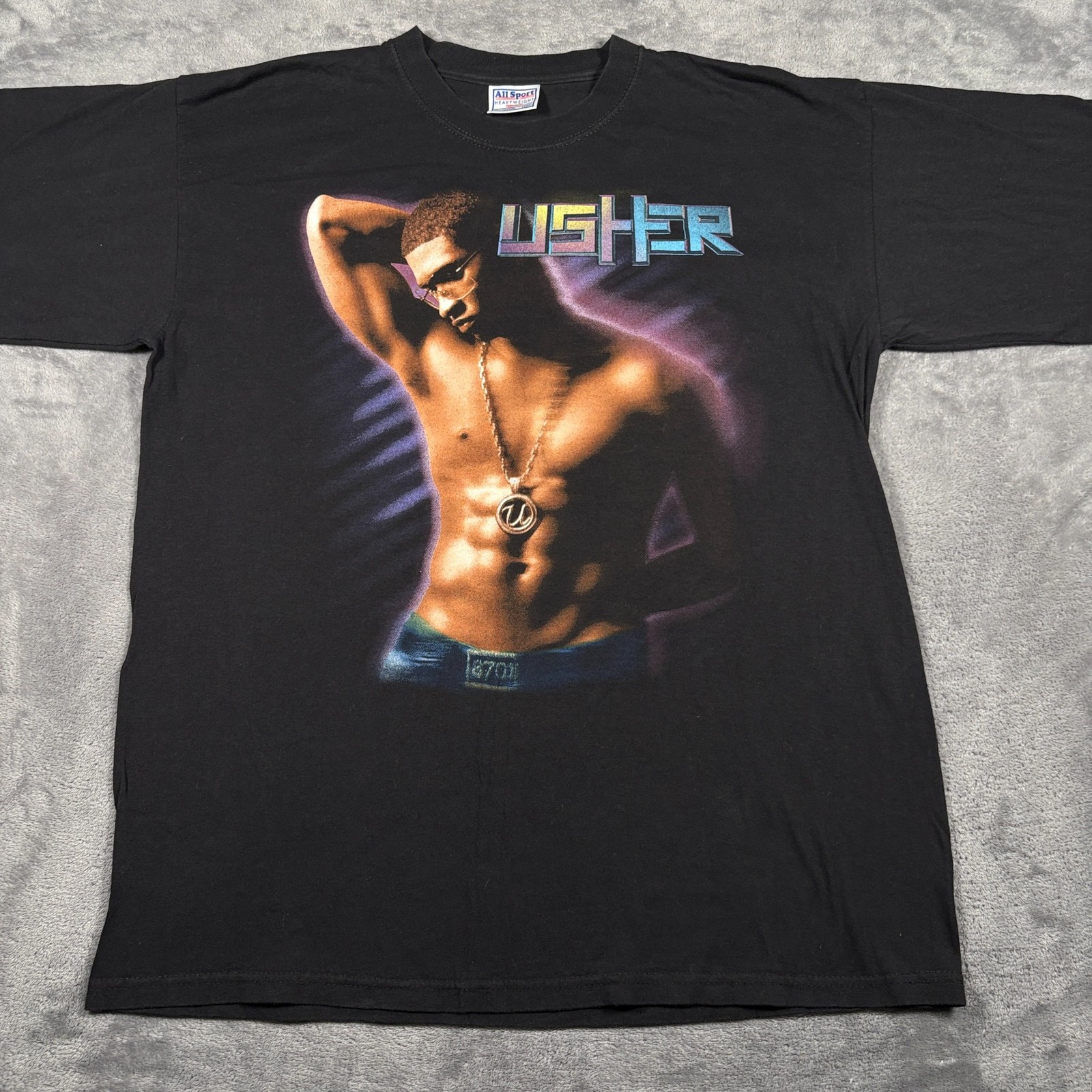 Vintage 2002 Usher 8701 Tour All Sport T-Shirt Men Large Black Evolution Concert