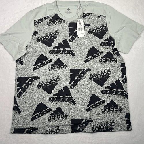 Adidas Logo All Oversize Logo cotton T-shirt Linen Green/Halo Silver Men 2XL NWT