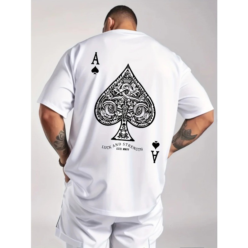 Summer Men’s 100% Pure Cotton Casual Sports Loose Oversized Retro Spade Printed