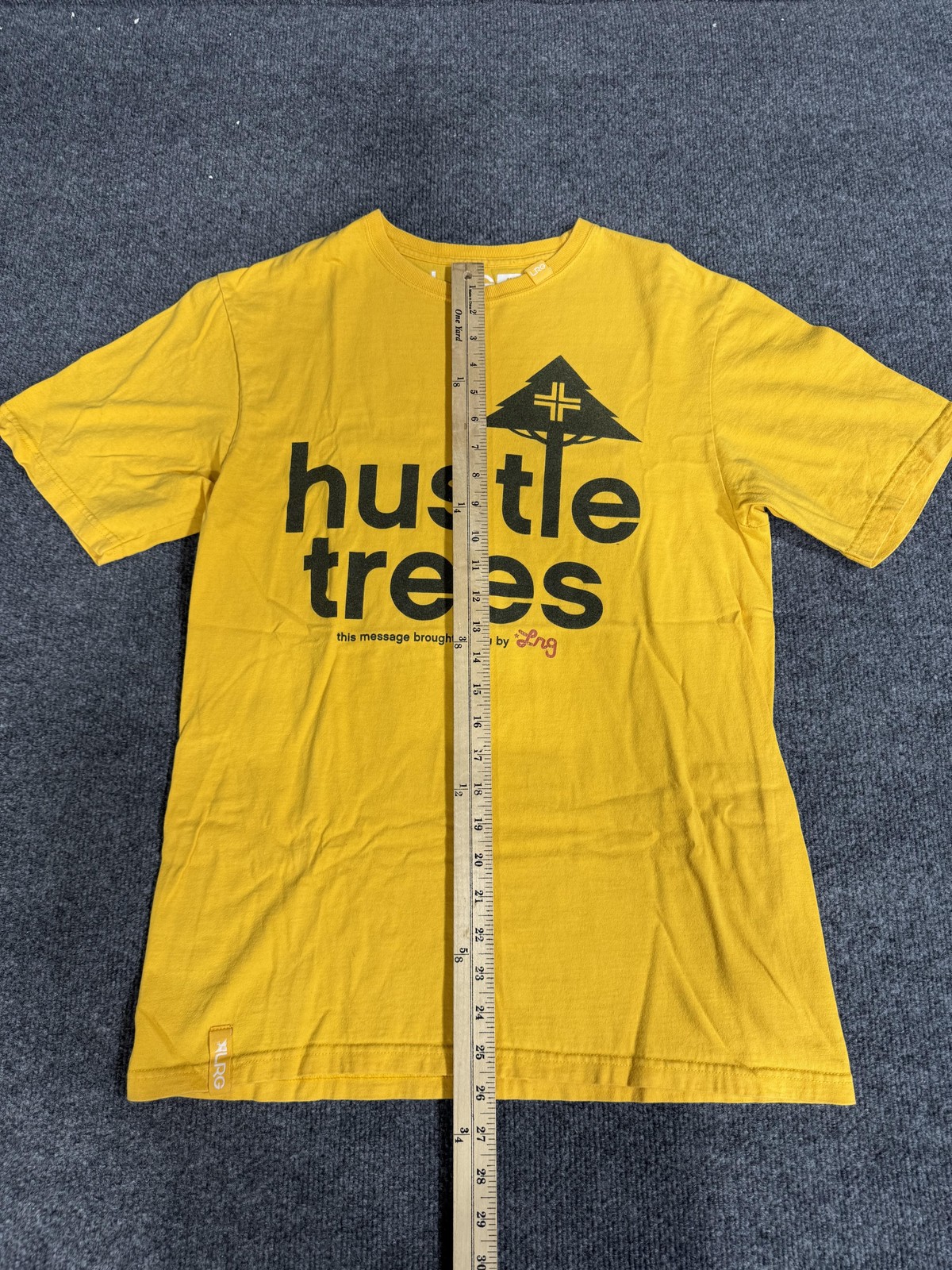 LRG Hustle Trees Shirt Mens Medium Yellow Graphic T-Shirt Tee Streetwear