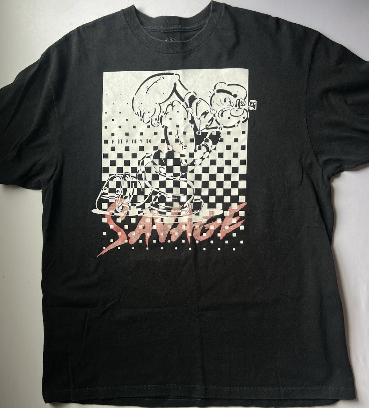 Shaka Wear Men’s Black Popeye Savage Graphic Logo Crew Neck T-Shirt XL
