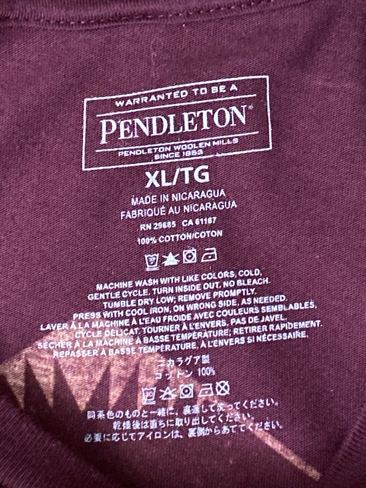 Pendleton Mens Southwest Aztec Diamond Graphic Burgundy T-Shirt Short Sleeve XL