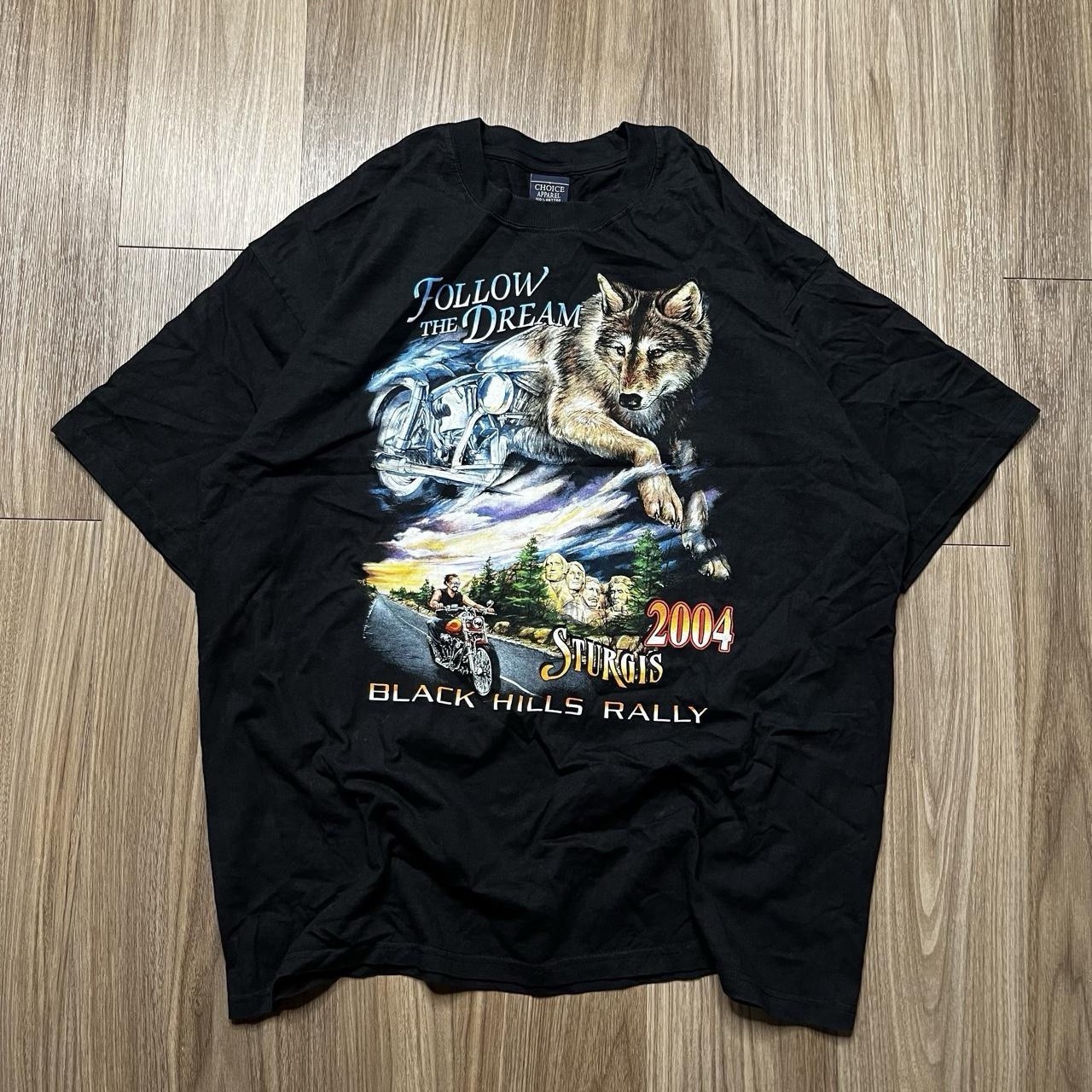 Choice Sturgis Black Hills Rally 2004 Motorcycle Wolf Graphic Tee Black XL