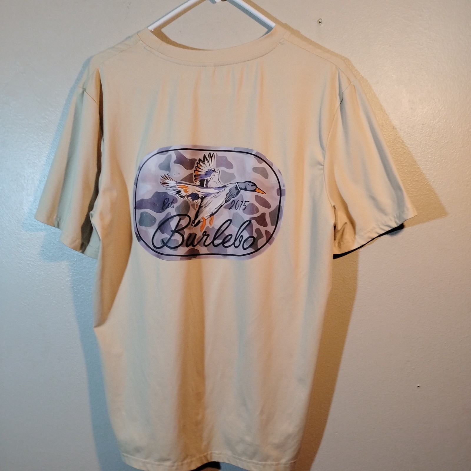 Burlebo Ducks Flying In Tee Men, Small, Olive Color, Short Sleeve, Chest Pocket