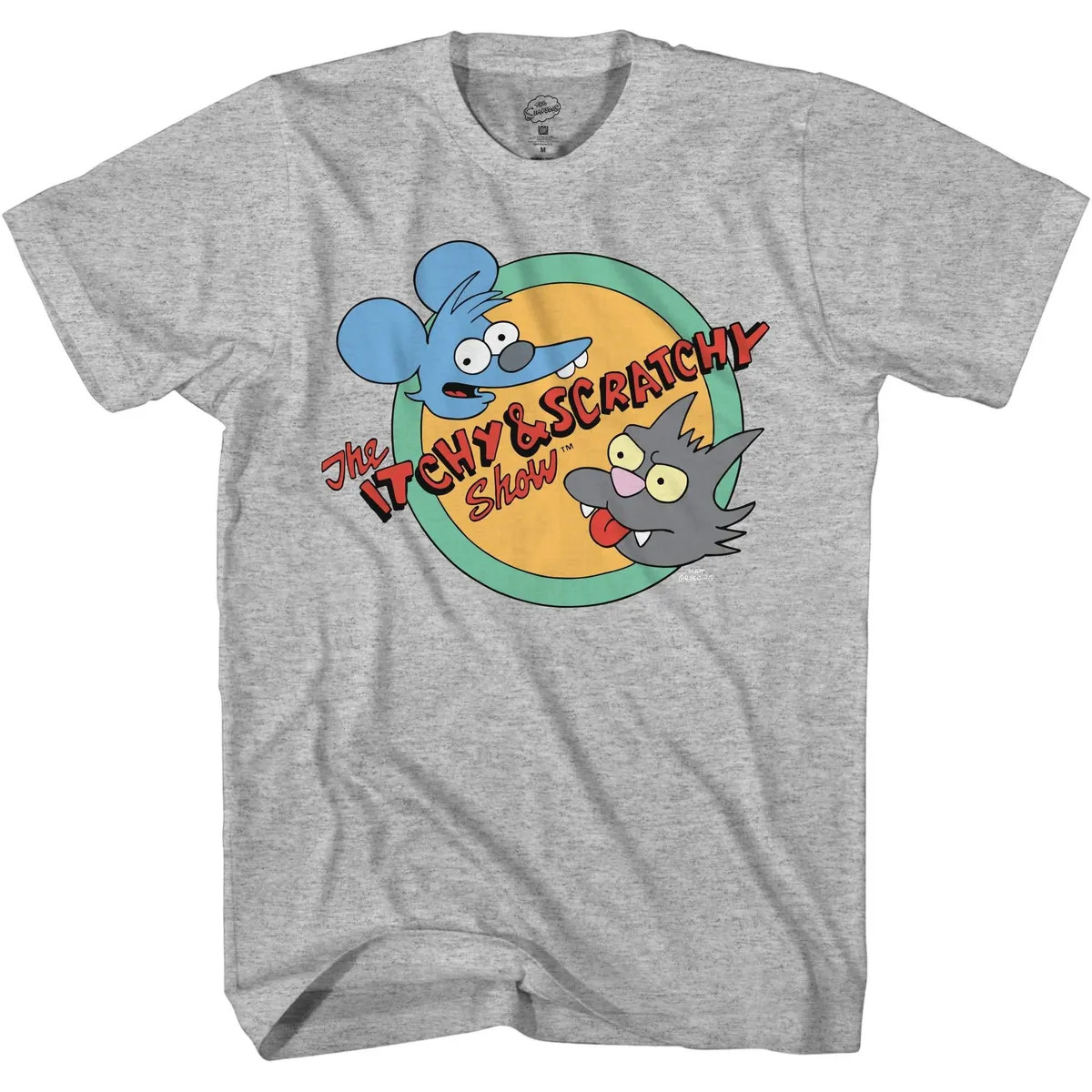 The Simpsons Itchy and Scratchy Show Logo Gray T-Shirt New