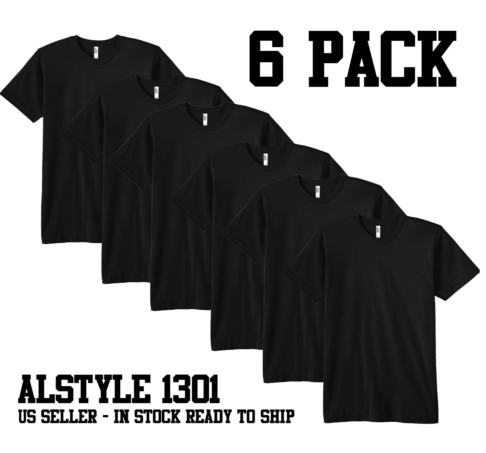 6 PACK ALSTYLE APPAREL MENS PLAIN SHORT SLEEVE T SHIRT 1301 SIZE MEDIUM BLANK