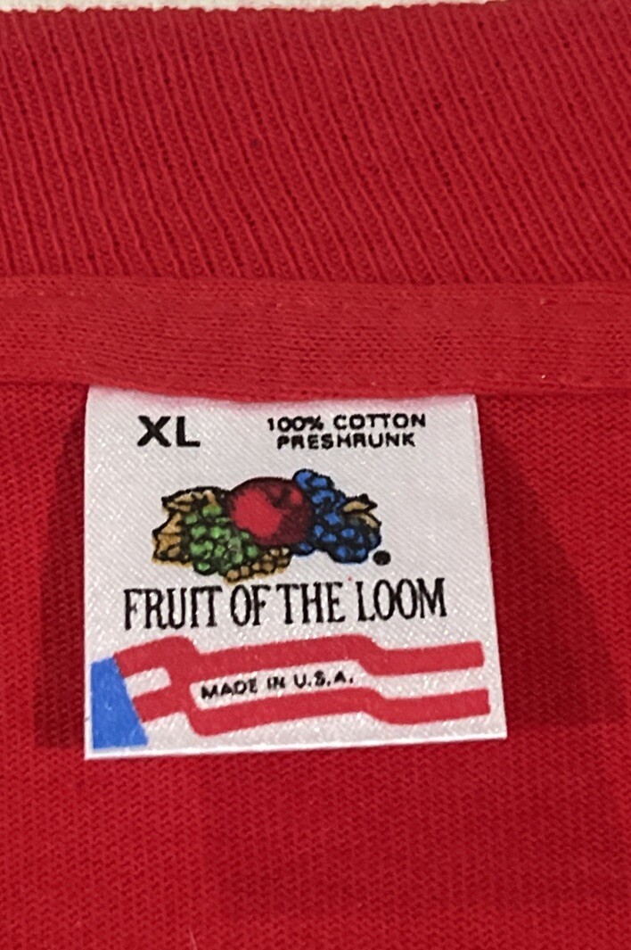 VTG Fruit of The Loom RODEO USA Embroidered Logo Red XL T-Shirt Single Stitch