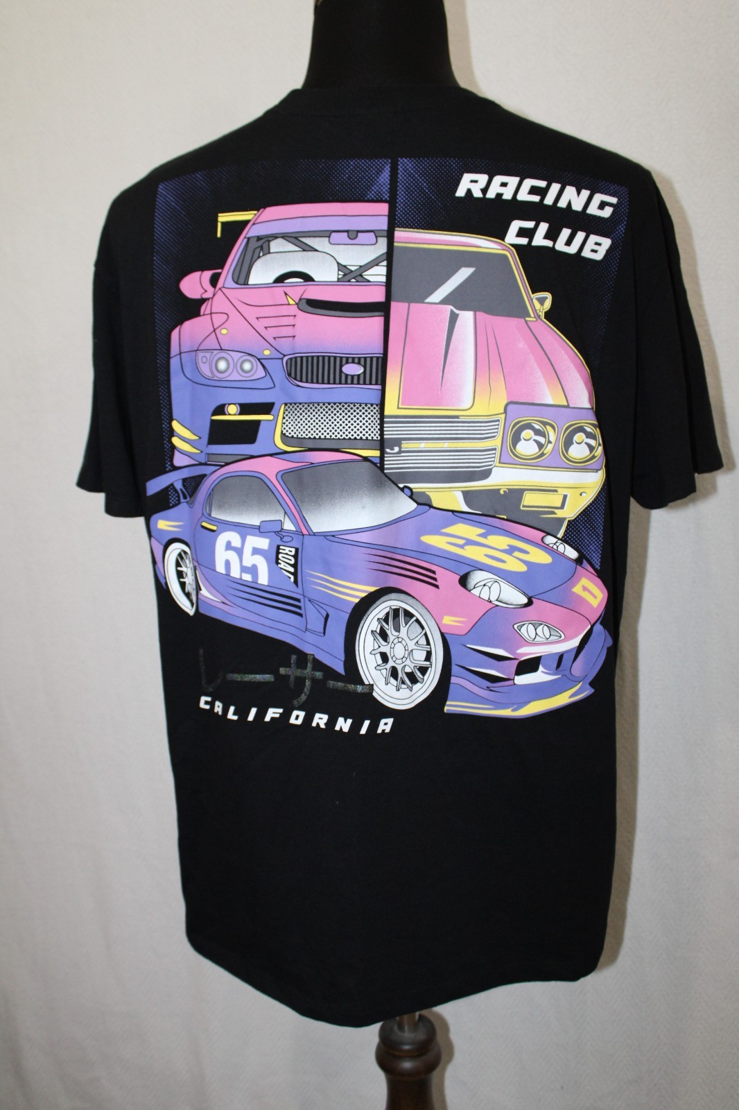 Recycled Threads Sz XL Black T-Shirt California Racing Club Kanji