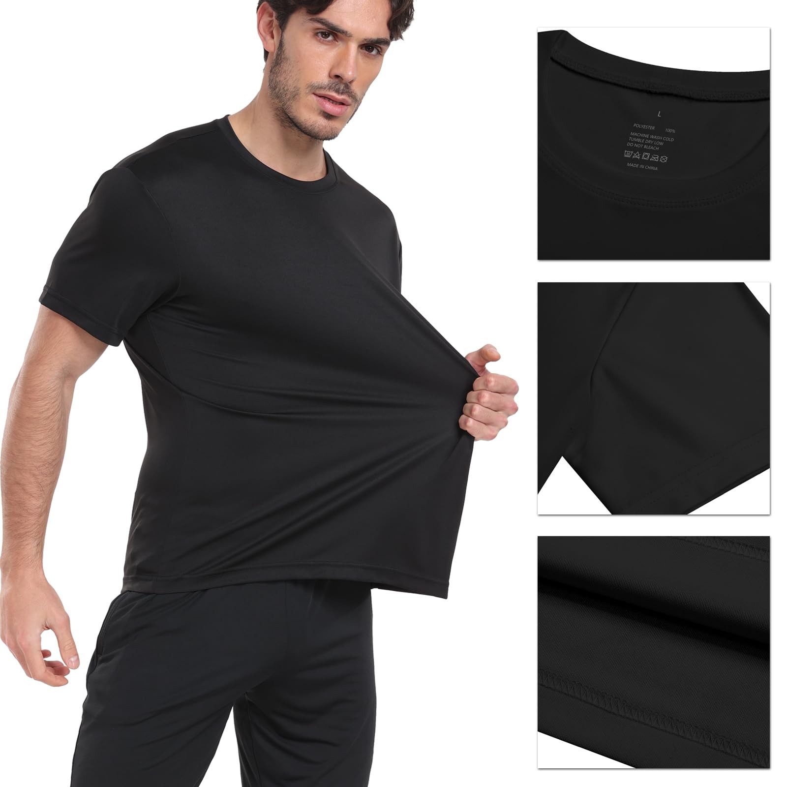 5 Pack Workout Shirts for Men Athletic Running Gym Quick Dry Short Sleeve Per…