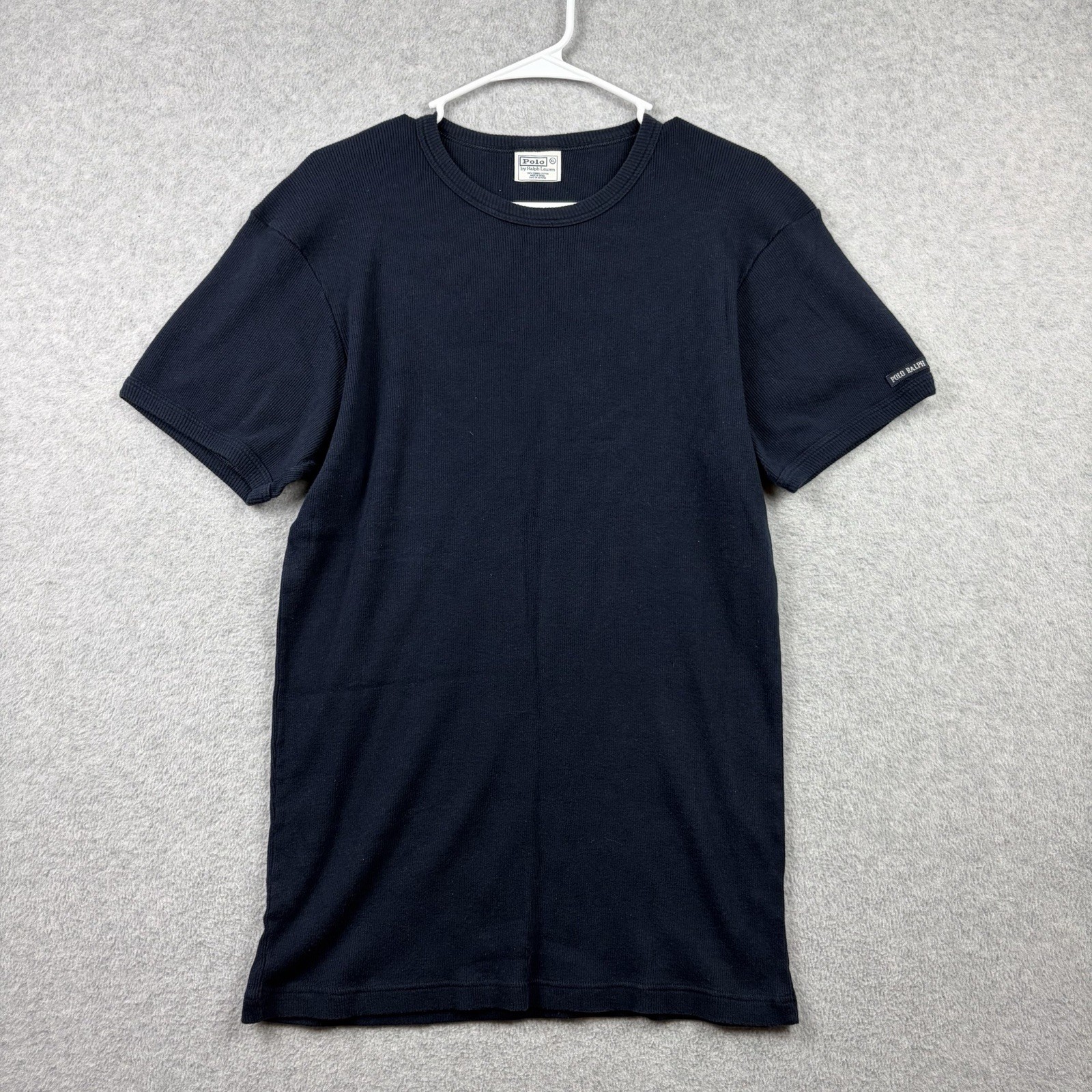 Polo Ralph Lauren Shirt Mens XL Navy Blue Ribbed Combed Cotton Short Sleeve Tee