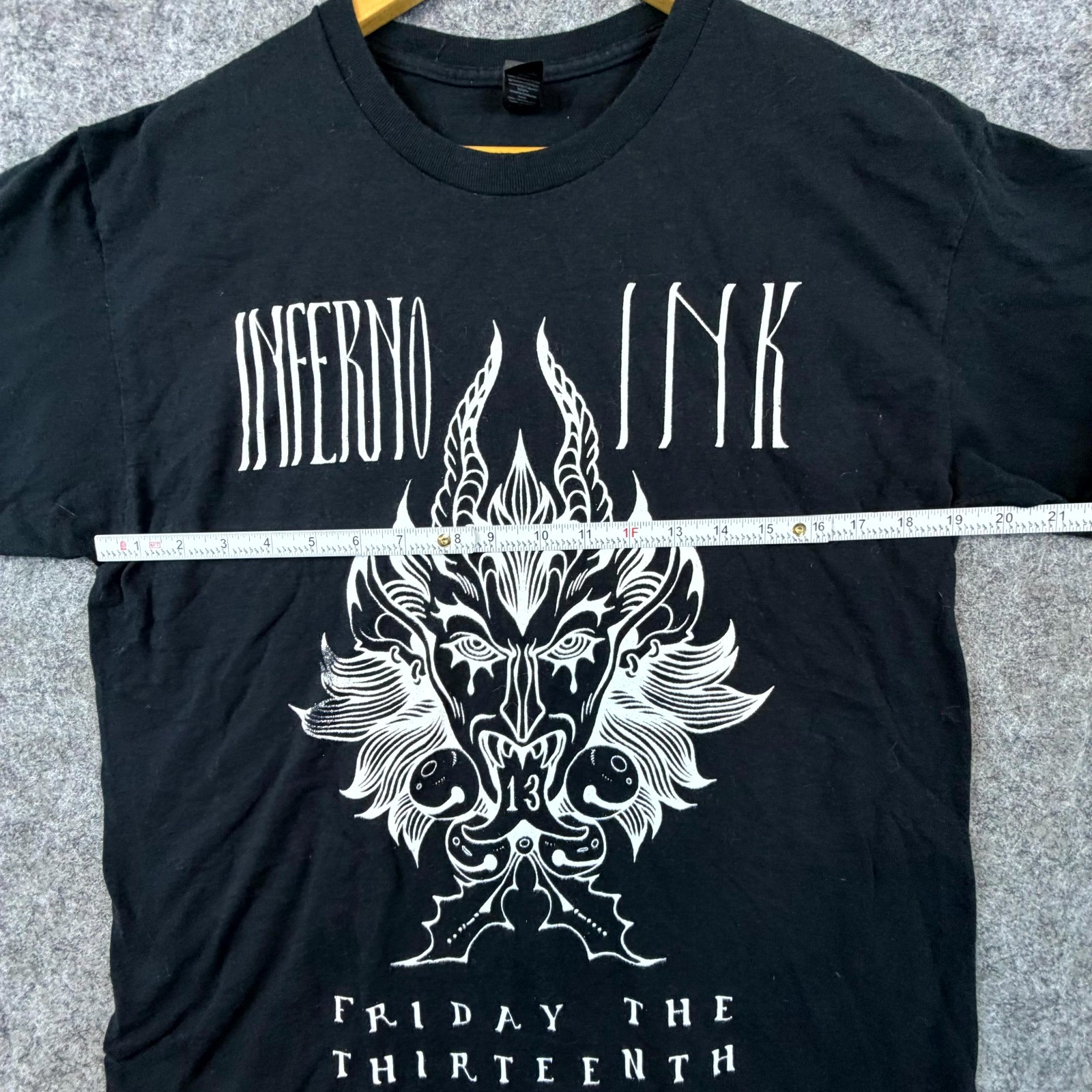Inferno Ink Friday The 13th Gildan T-Shirt Mens Large Black Heavy Cotton Tattoo