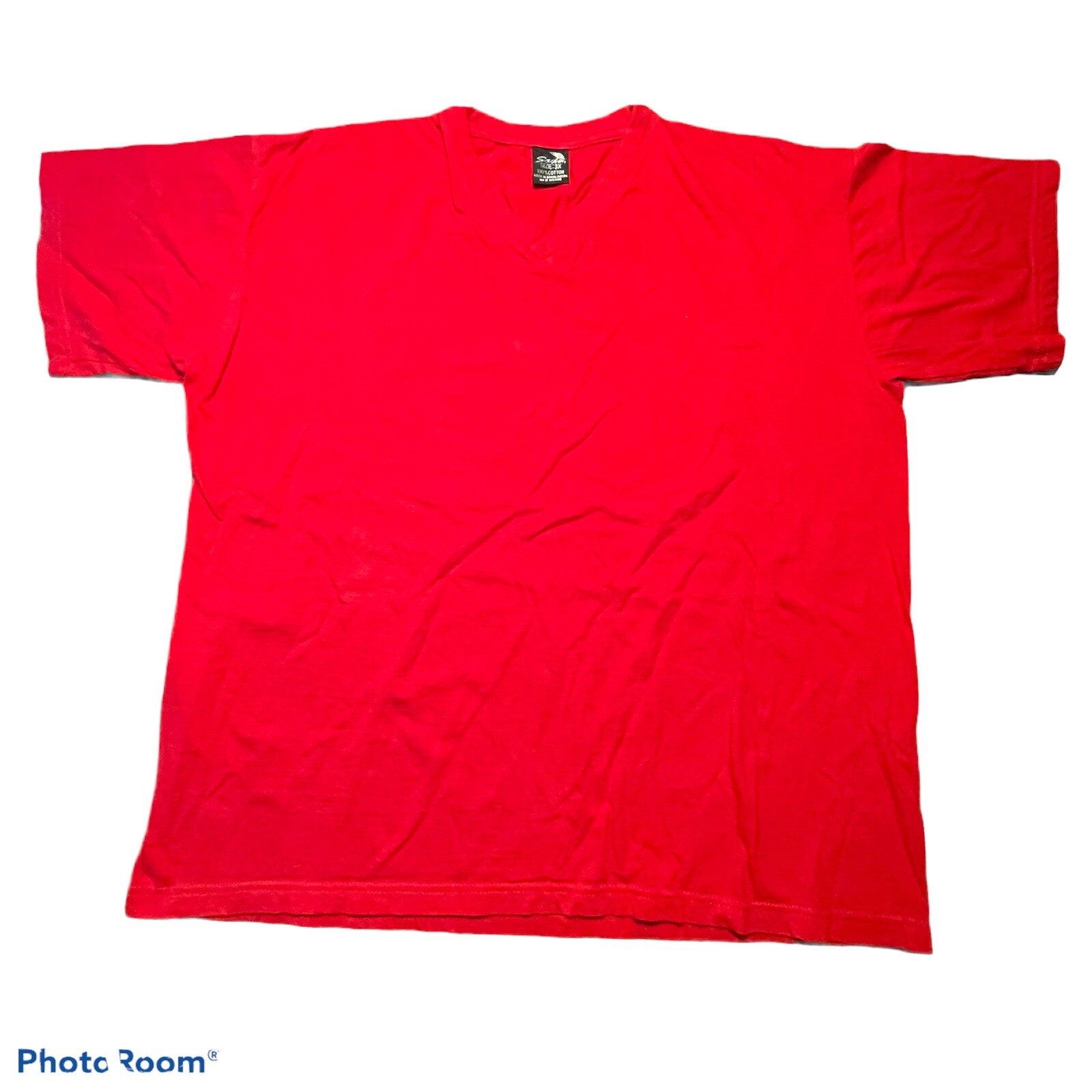 SADA Men’s V Neck T-Shirt 3XL 100% Cotton Short Sleeve Red