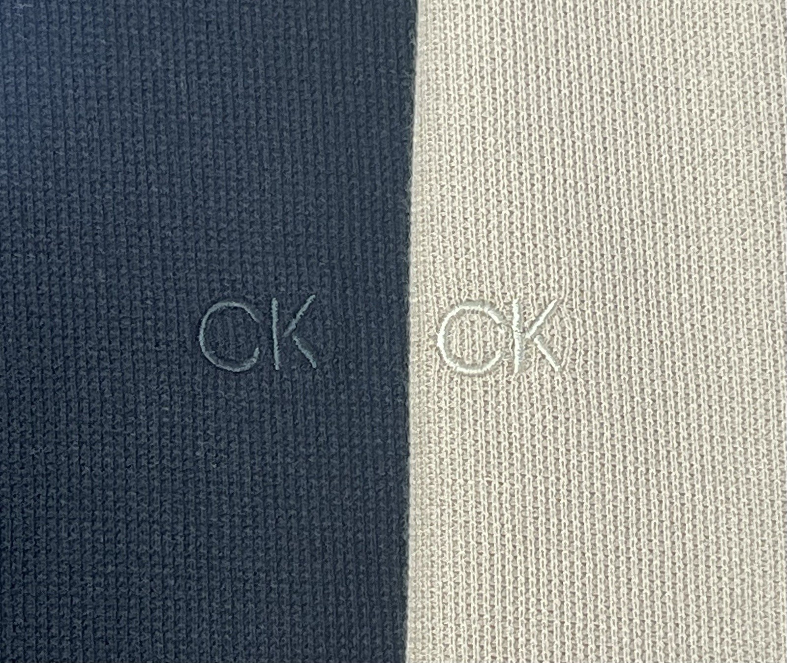 Calvin Klein Men’s Lot of 2 Size LARGE Black & Tan Waffle Tees NWT