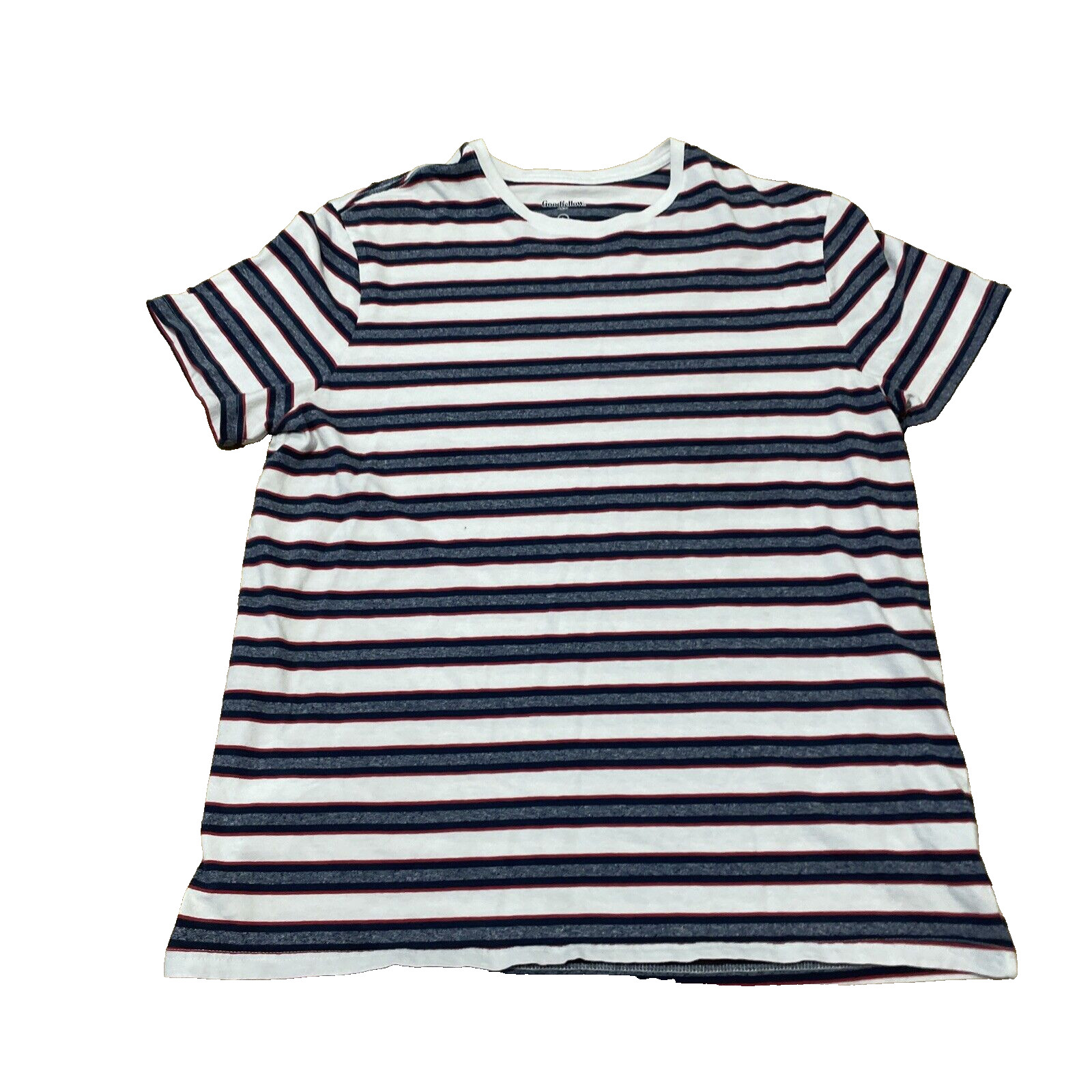 Goodfellow Co T Shirt Mens L White Stripe Hoop Red Blue Preppy Retro Skate Tee L