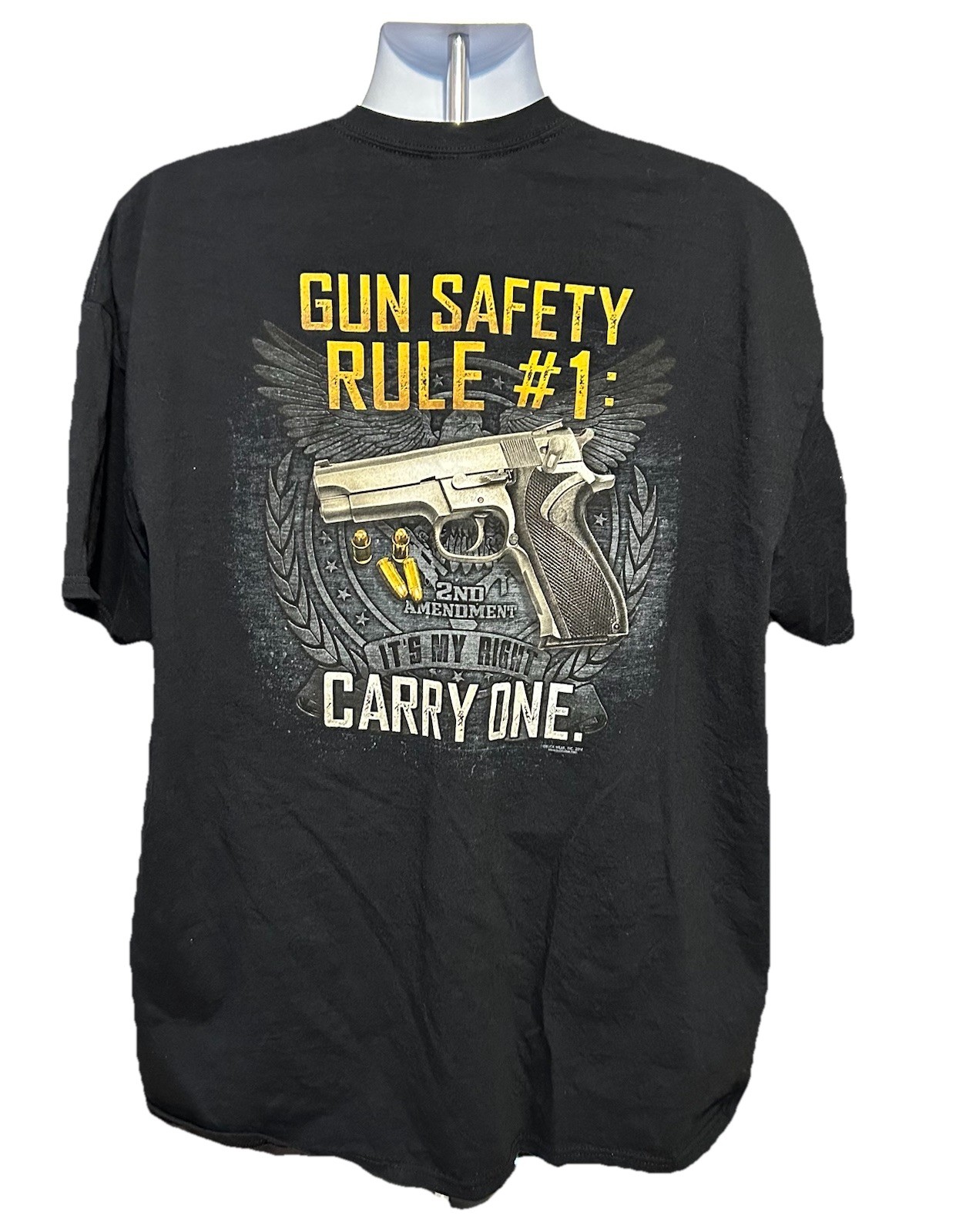 Buck Wear Gun Safety Rule #1 Carry One 2nd Amendment Shirt Men 2XL Black 2014