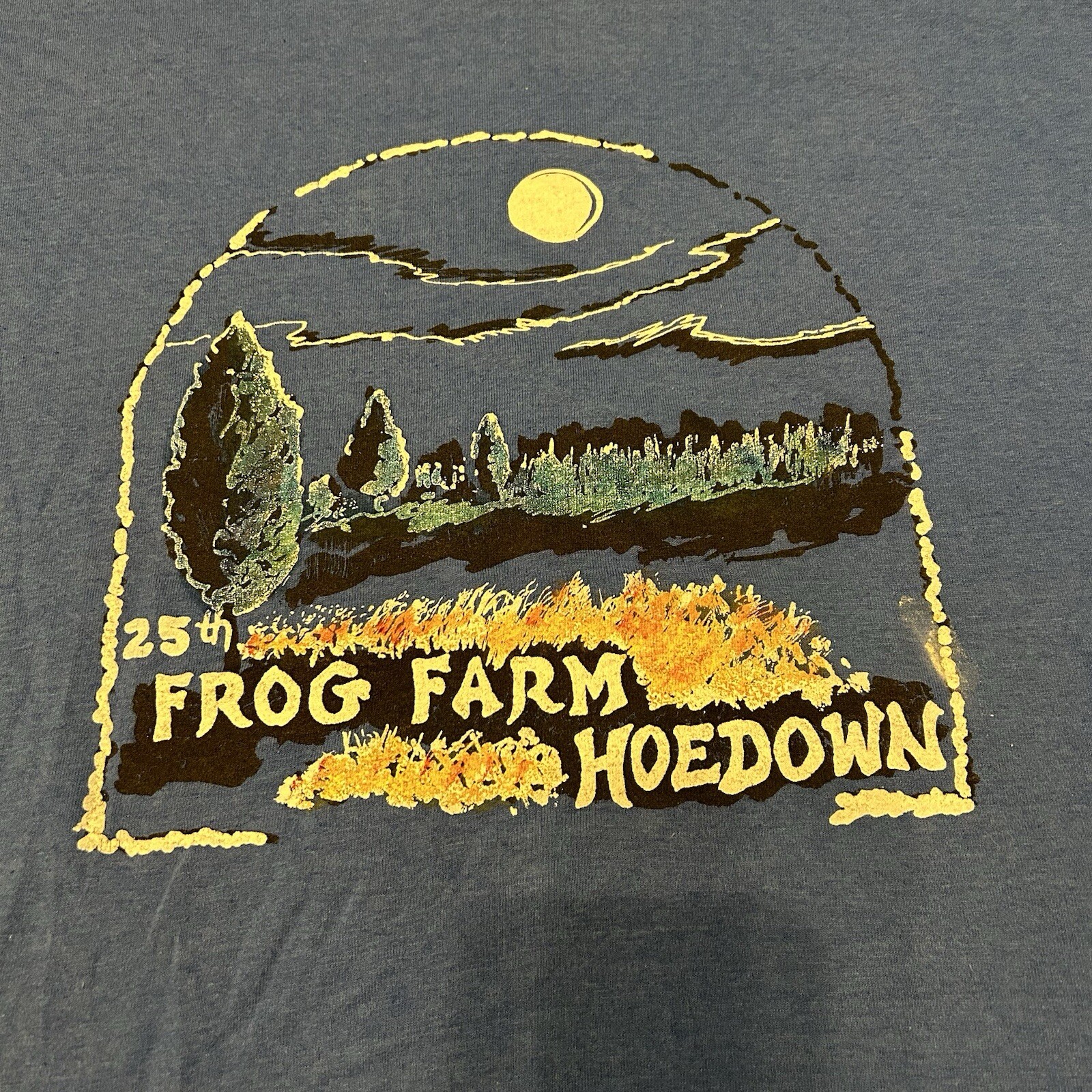 Vintage 90s Frog Farm Hoedown T Shirt Blue Nature Outdoor Size XL Made In USA