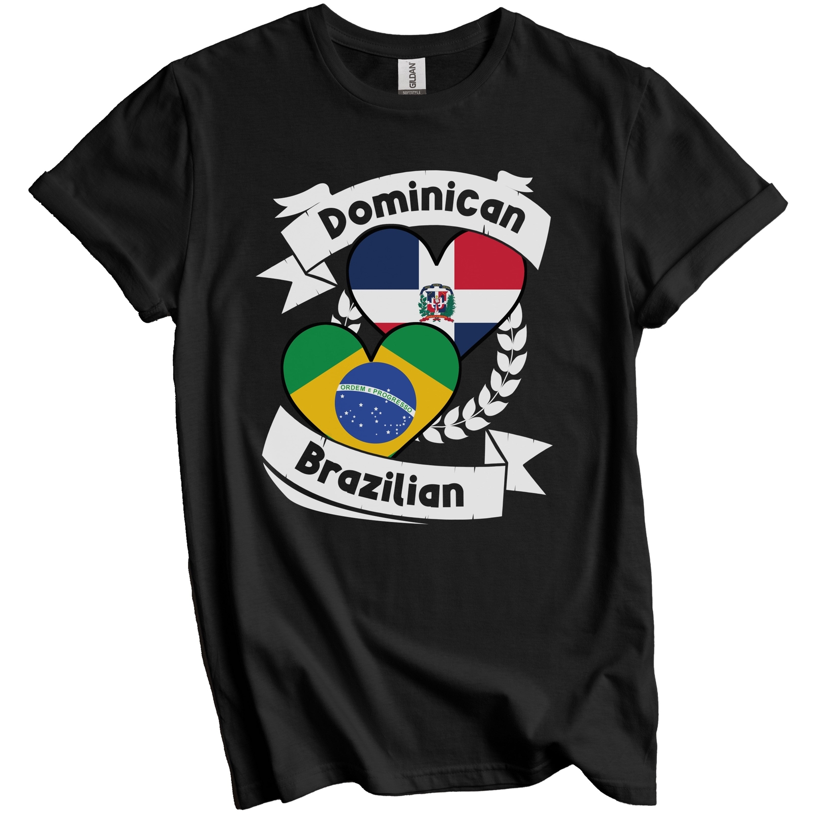 Dominican Brazilian Heart Flags Dominican Republic Brazil T-Shirt