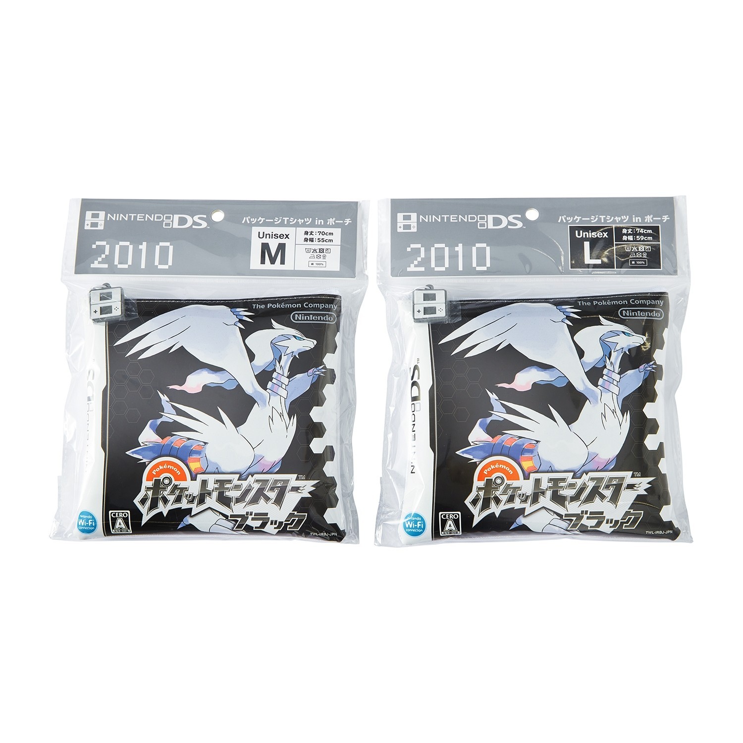 Pokemon Center T-Shirt & Pouch Set Black Version DS Official Japan M/L NEW PSL
