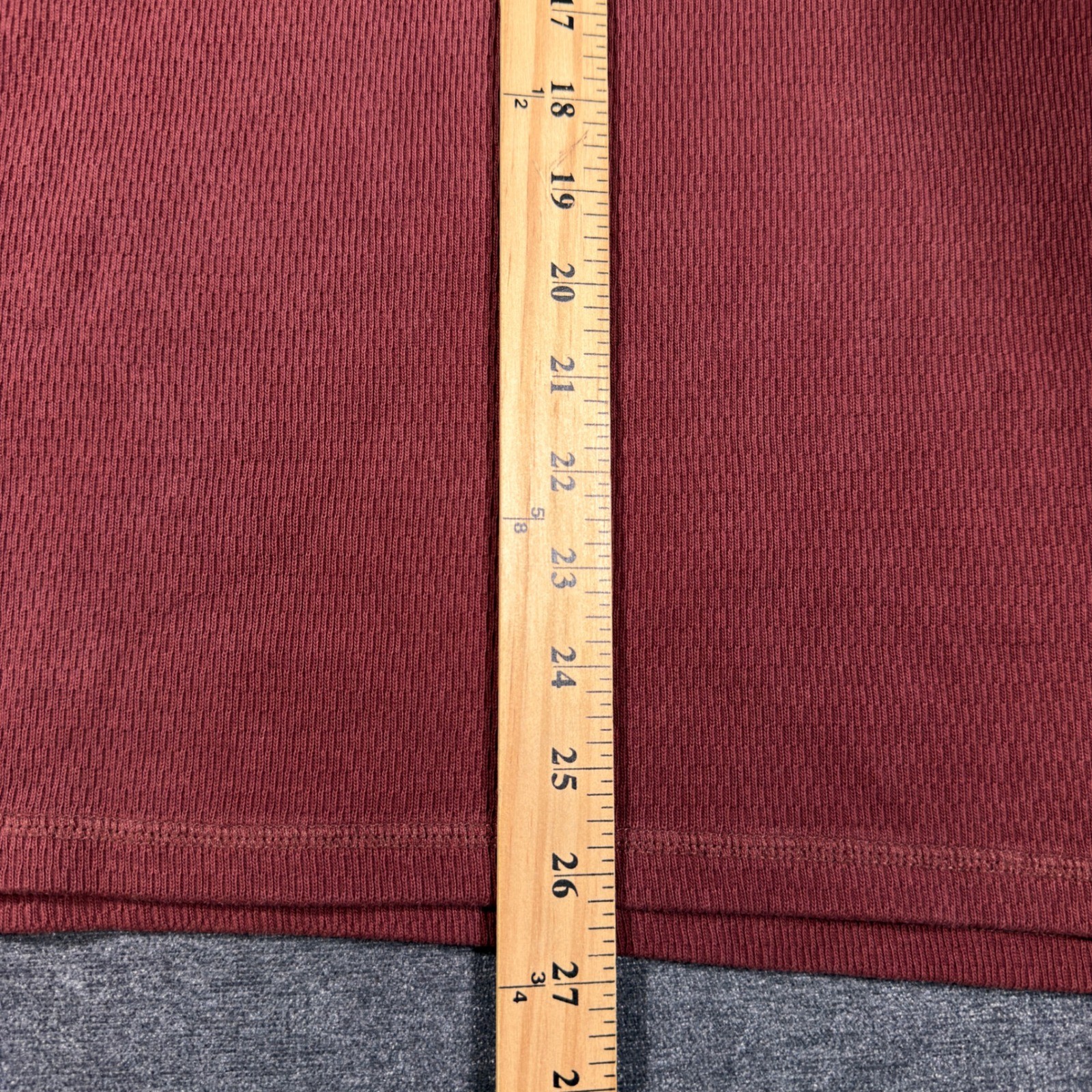 Taylor Stitch Henley Men 42 L Burgundy Heavy Bag Long Sleeve Waffle Knit Cotton