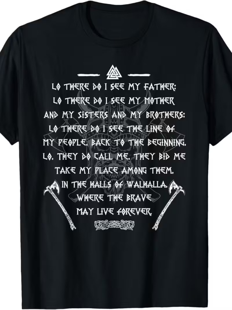 [Viking Warrior T-Shirt] Viking Warrior Norse Odin Axes Valhalla Prayer Before B