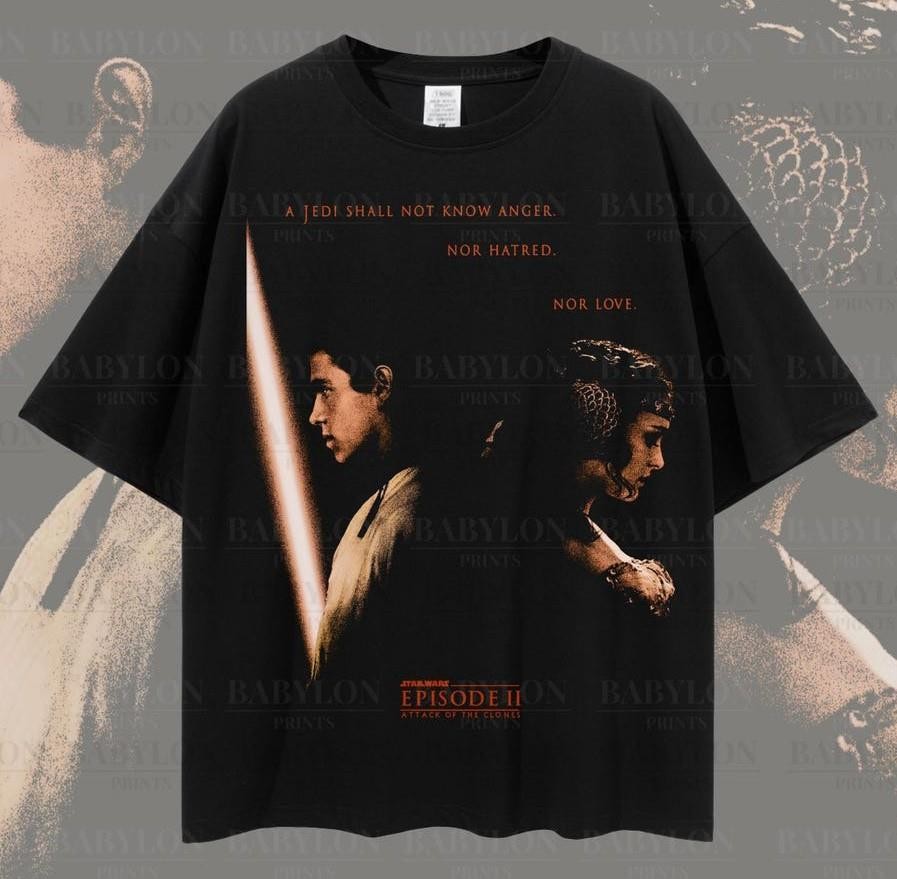 Vintage Attack of The Clones T Shirt Anakin and Padme Star Wars Movie Shirt