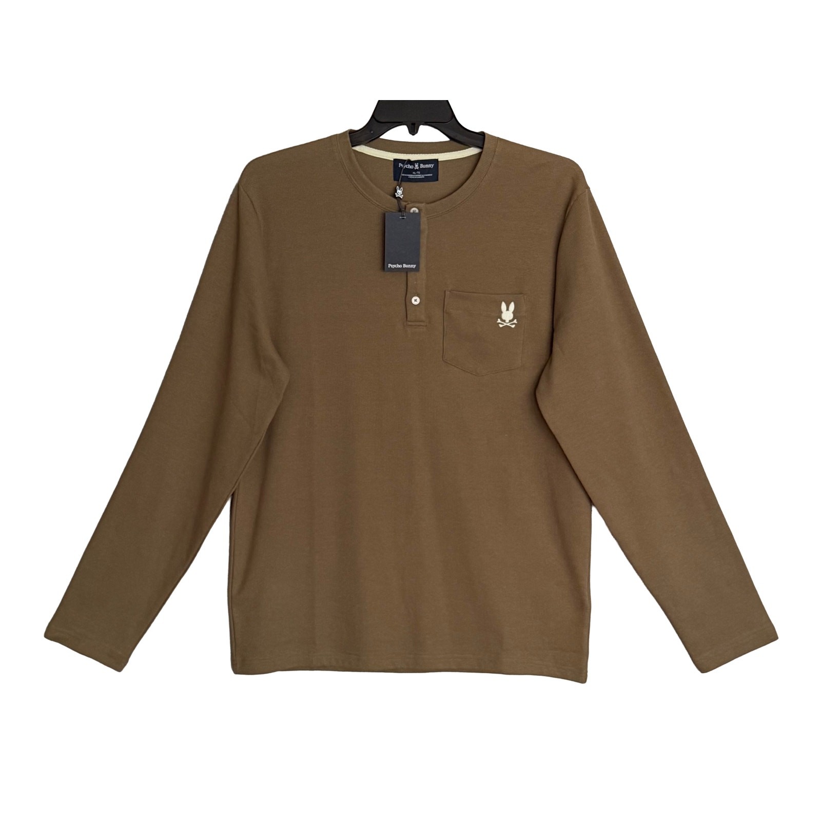 Psycho Bunny Henley T-Shirt Men’s XL Long Sleeve Chest Pocket Dusky Green NWT