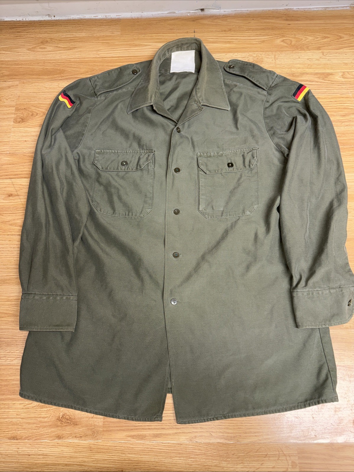 Vintage West German Army Bundeswehr Field Shirt / Olive Drab / Issued / Sz Large