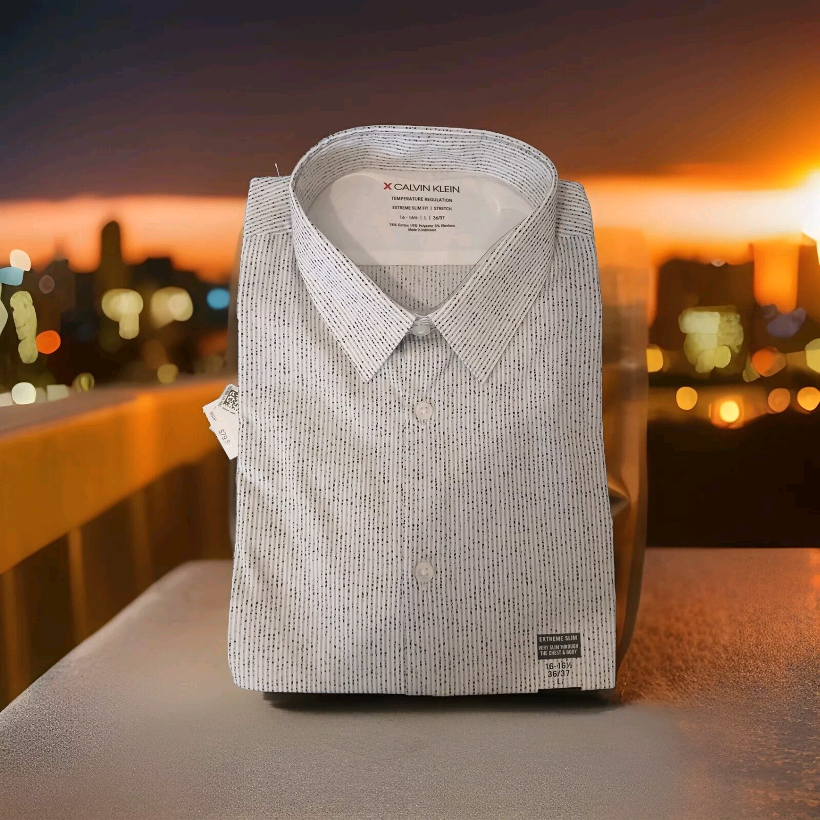 NWT Calvin Klein Men’s Large Extreme Slim Fit Temperature Regulation Dress Shirt