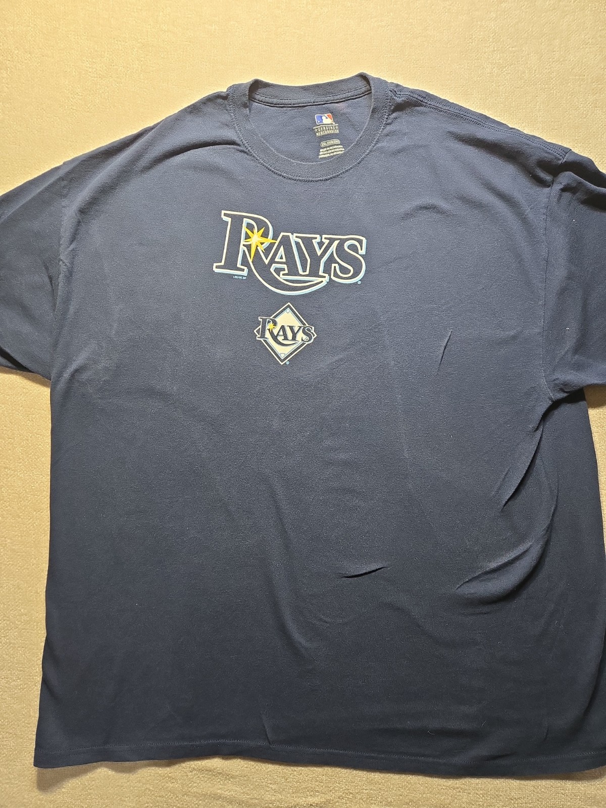 MLB Genuine Merchandise Mens Navy T-shirt Size 2XL Off-Center LogoTampa Bay Rays