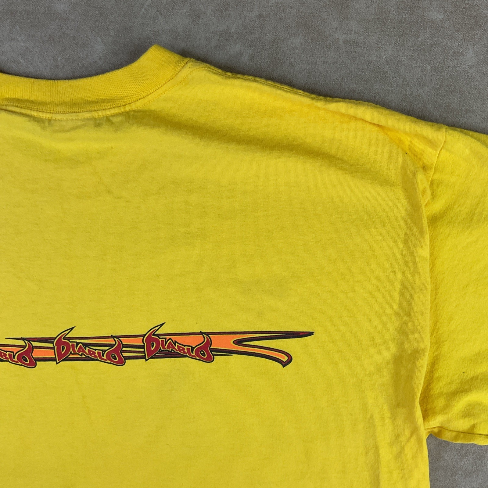 Vintage Diablo Paintball T-Shirt Men Sz XL Y2K Graphic Crew Yellow Short Sleeve