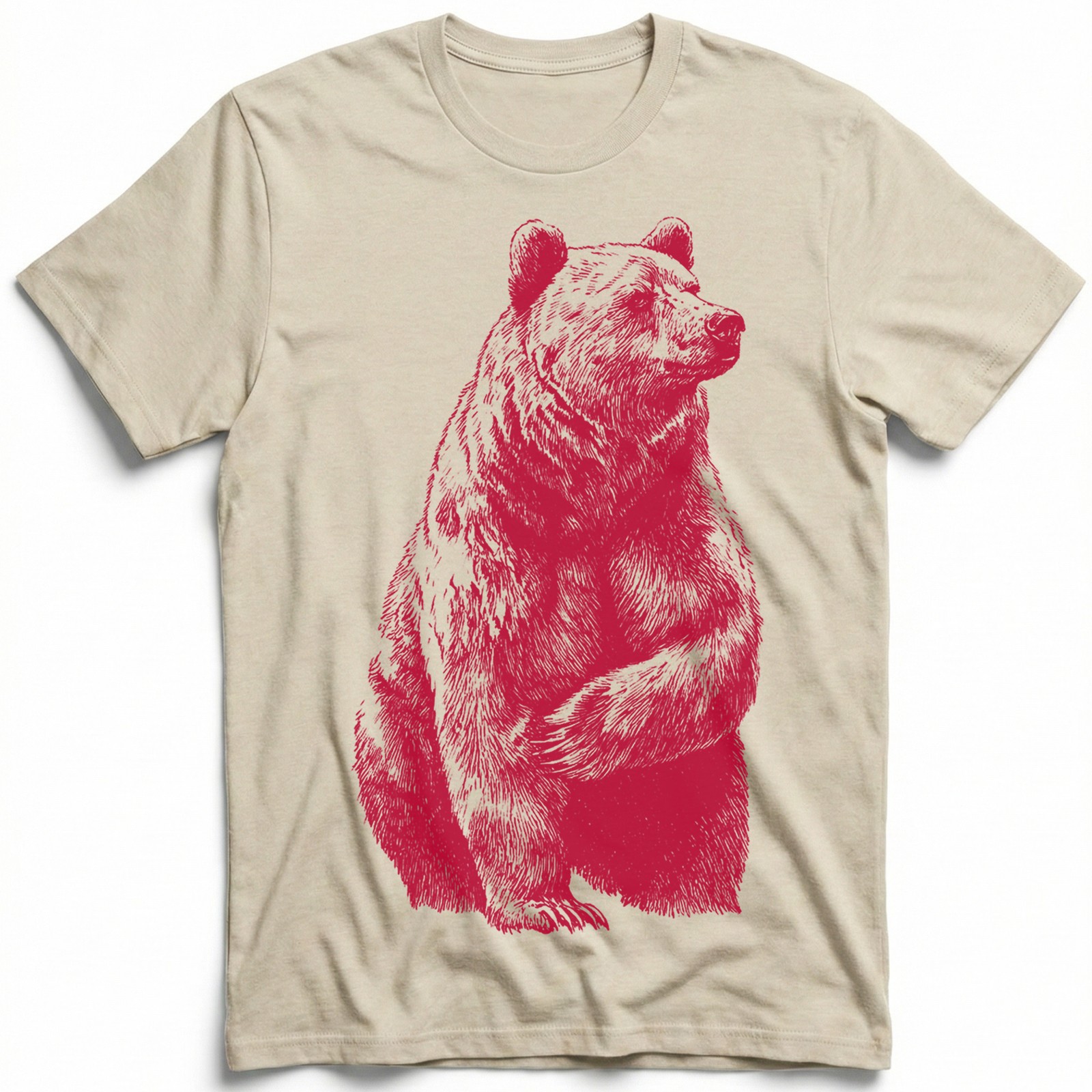 Red Grizzly Bear Silhouette Wildlife Nature T-Shirt Forest Animal Graphic Tee