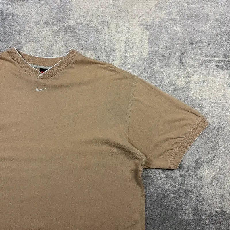 Vintage Nike T-Shirt 90s Embroidered Centre Swoosh Caramel Brown