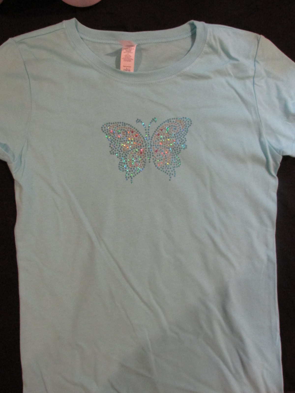 BUTTERFLY SEQUIN EMBELLISHED PRINCESS CUT GIRLS TSHIRTS