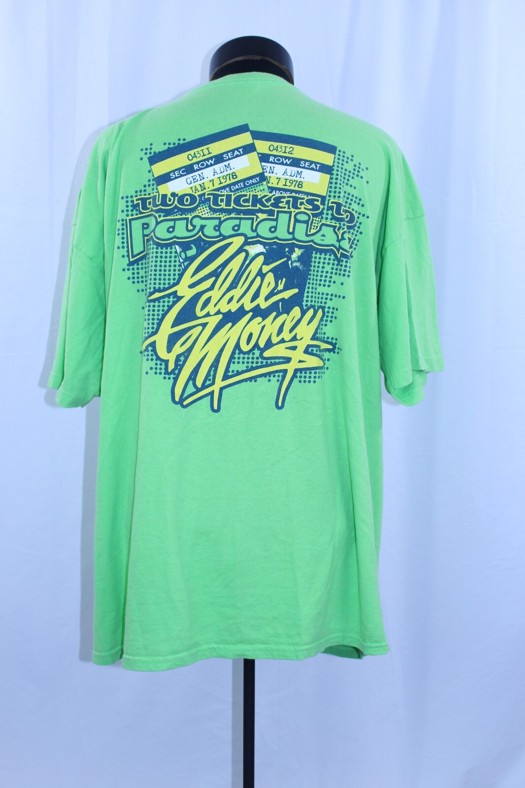 VTG Eddie Money Autograph Tour T-Shirt Tee 2XL Signature Band Auto Paradise Two