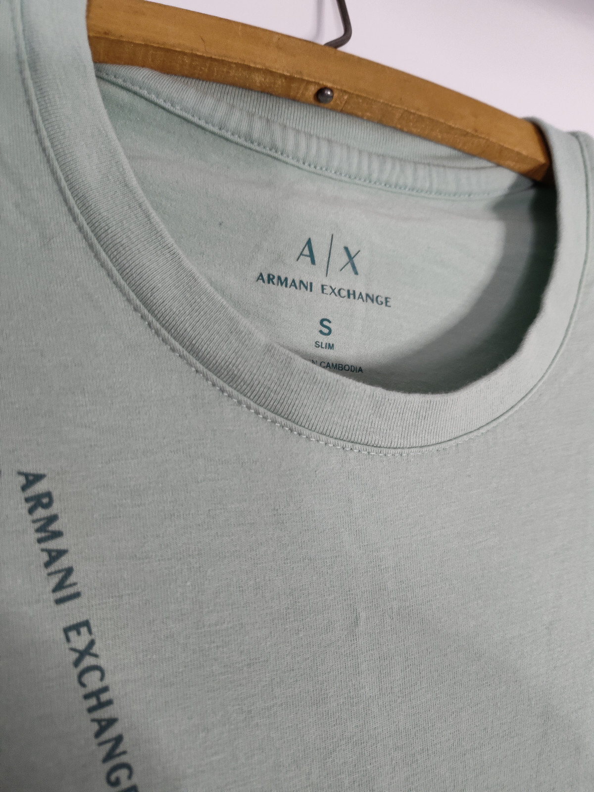 Armani Exchange Decorative Text Regular Slim Men’s Tee, Teal, Small